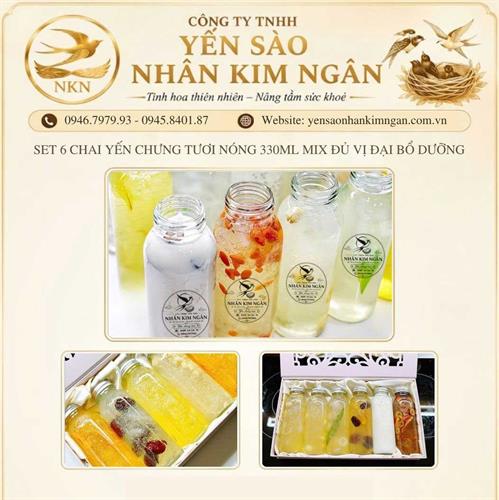 Set 6 Chai Yến Chưng Tươi Nóng 330ml Mix Đủ Vị Đại Bổ Dưỡng