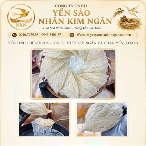 Yến Tinh Chế Sợi 80% - 20% Sơ Mướp Sợi Ngắn Và Chân Yến (Loại 2)