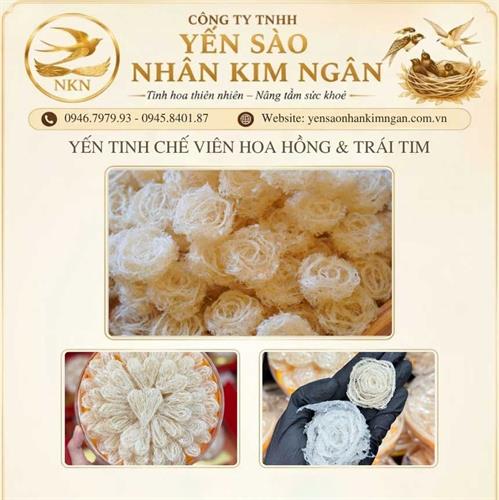 Yến Tinh Chế Viên Hoa Hồng & Trái Tim (Chia Sẵn 55 - 60 Viên Tiện Lợi)