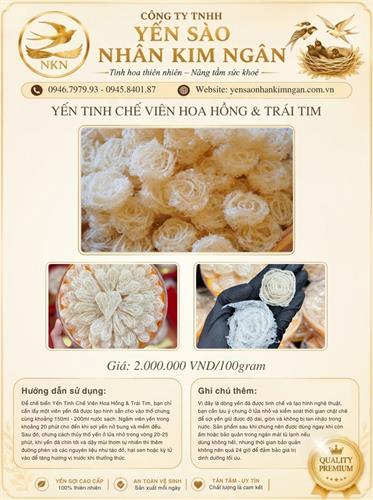 Yến Tinh Chế Viên Hoa Hồng & Trái Tim (Chia Sẵn 55 - 60 Viên Tiện Lợi)